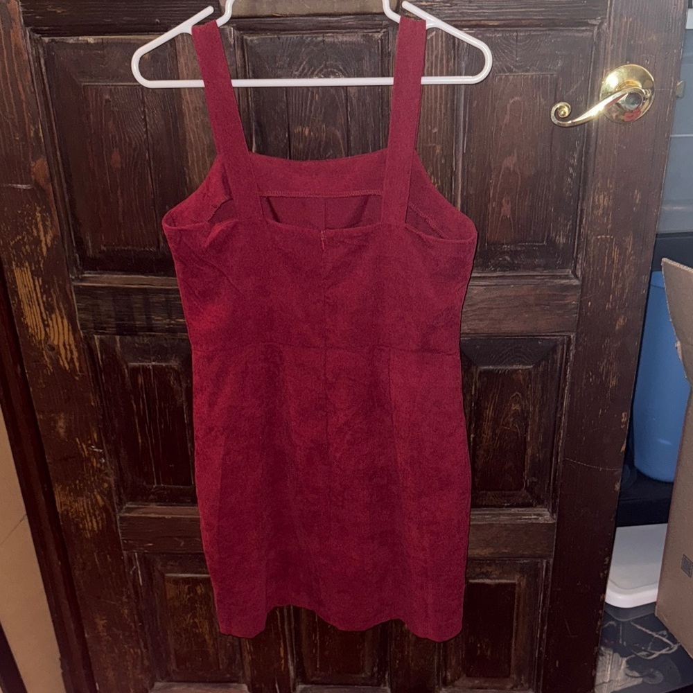 Women’s Button-Front Mini Dress in Deep Red Size Medium - Picture 3 of 3